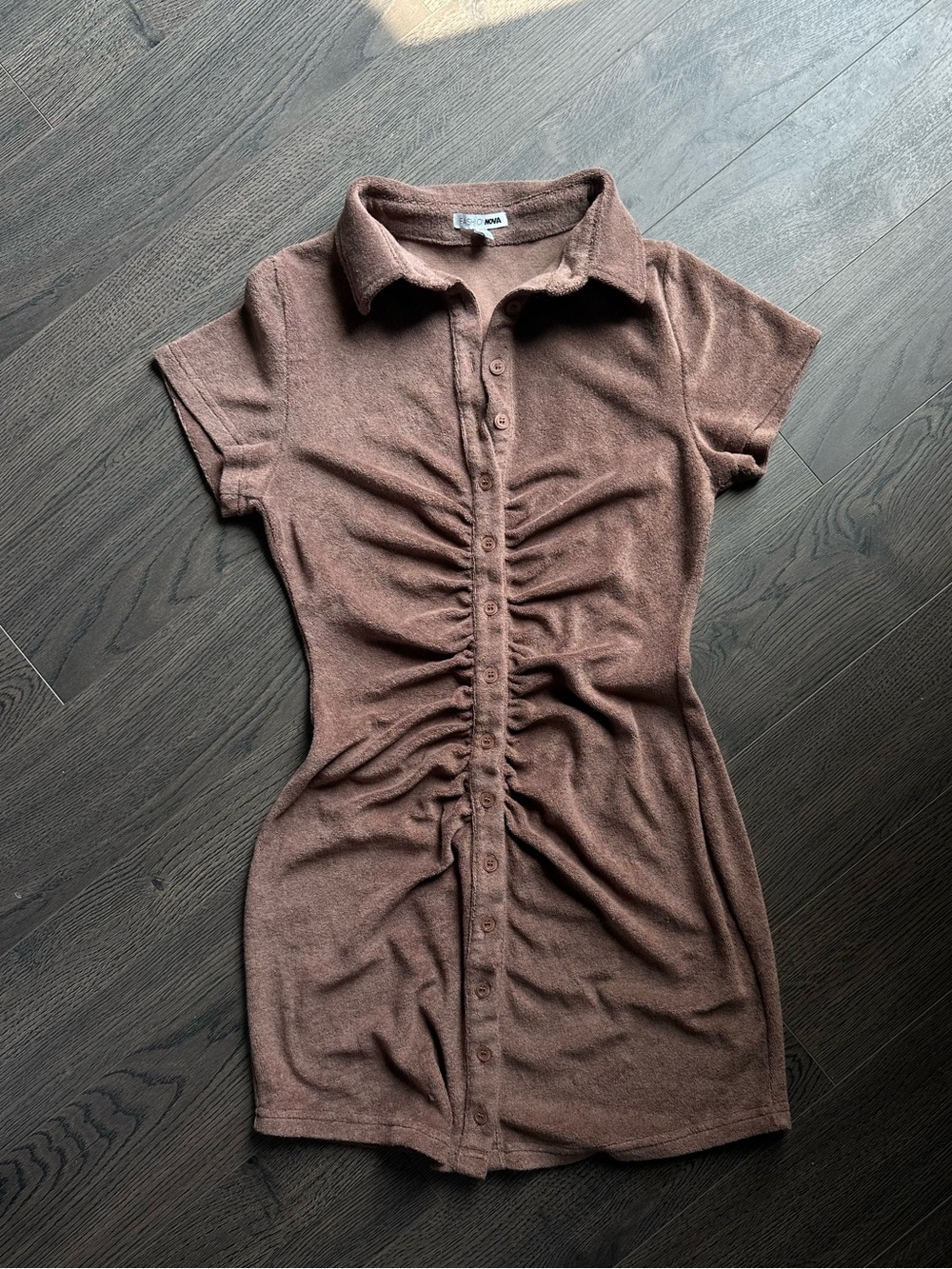 Fashion Nova Brown Button Polo Dress